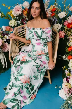 Elina Maxi Dress | White + Green Multi Floral
