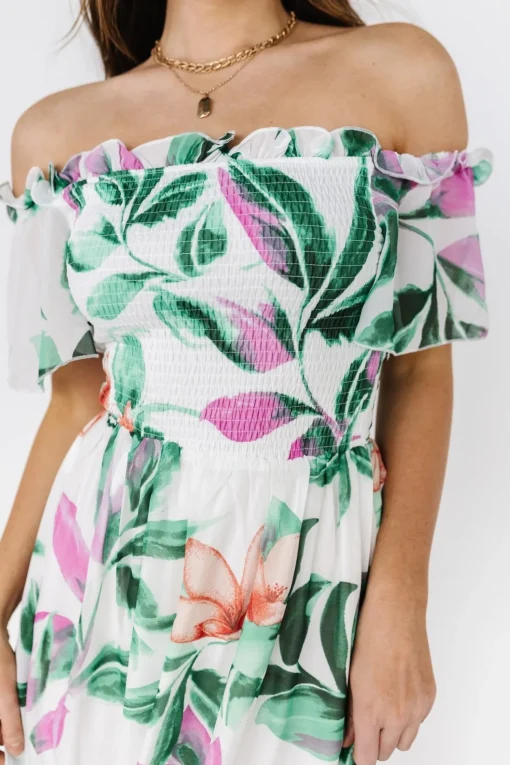 Elina Maxi Dress | White + Green Multi Floral
