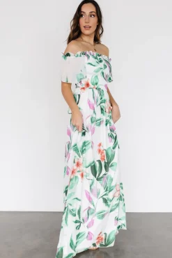 Elina Maxi Dress | White + Green Multi Floral
