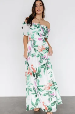 Elina Maxi Dress | White + Green Multi Floral