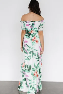 Elina Maxi Dress | White + Green Multi Floral