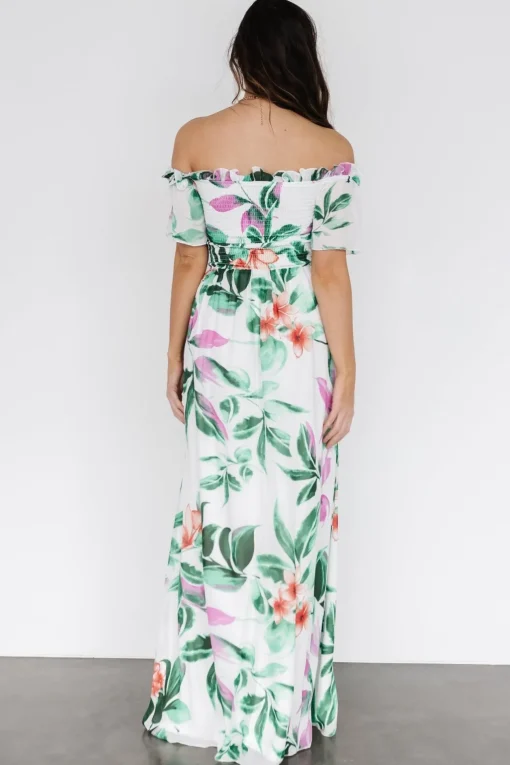Elina Maxi Dress | White + Green Multi Floral