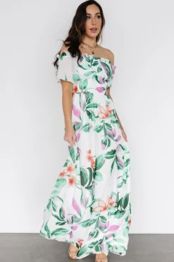 Elina Maxi Dress | White + Green Multi Floral