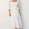 Ella Eyelet Midi Dress | White