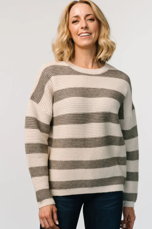 Ellington Knit Sweater | Cream + Gray