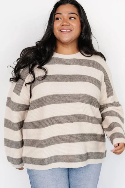 Ellington Knit Sweater | Cream + Gray