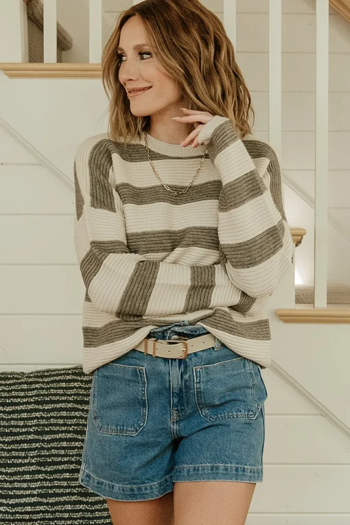 Ellington Knit Sweater | Cream + Gray