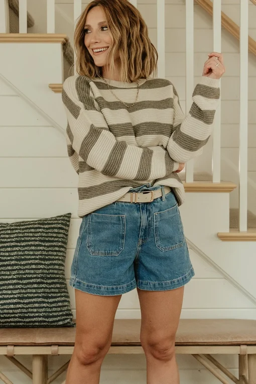 Ellington Knit Sweater | Cream + Gray
