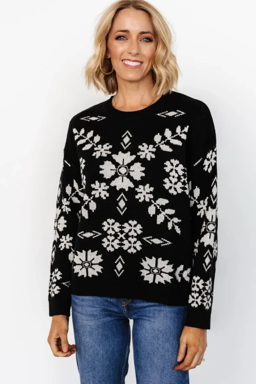 Elsa Sweater | Black + Off White