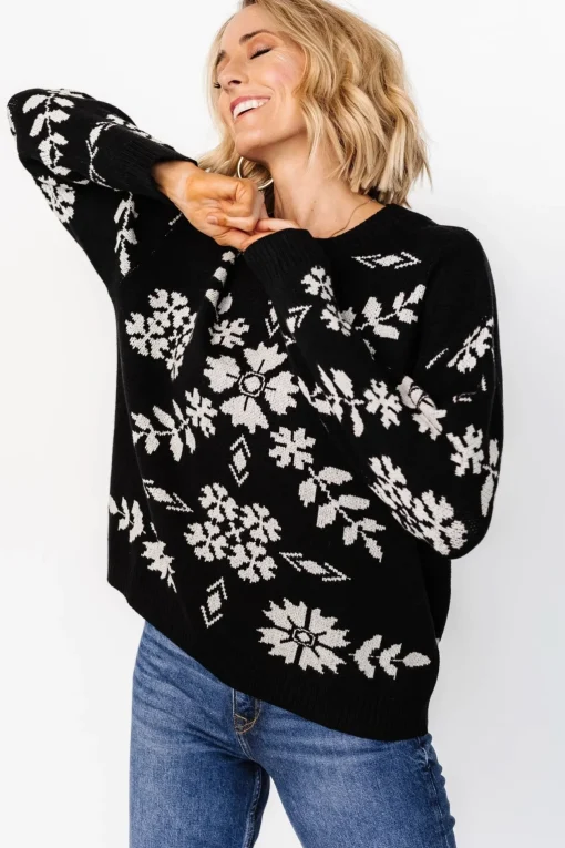 Elsa Sweater | Black + Off White