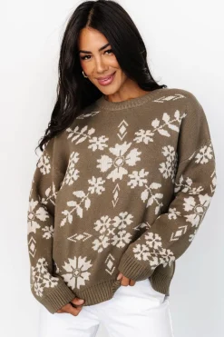 Elsa Sweater | Olive + Off White
