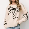 Elsie Ribbon Sweater | Cream + Black