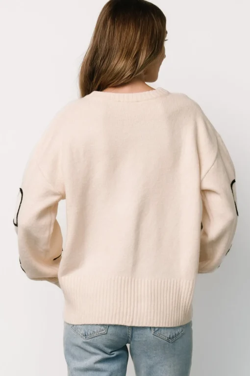 Elsie Ribbon Sweater | Cream + Black