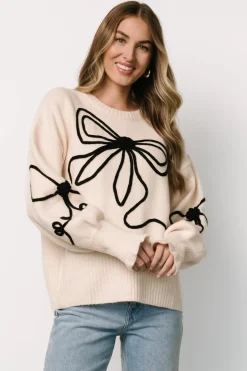 Elsie Ribbon Sweater | Cream + Black