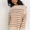 Emerson Stripe Knit Sweater | Beige + Camel