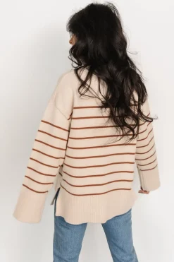 Emerson Stripe Knit Sweater | Beige + Camel