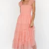 Emma Smocked Tulle Dress | Coral