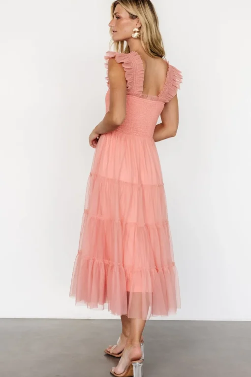 Emma Smocked Tulle Dress | Coral