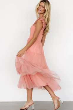 Emma Smocked Tulle Dress | Coral