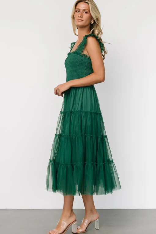 Emma Smocked Tulle Dress | Emerald