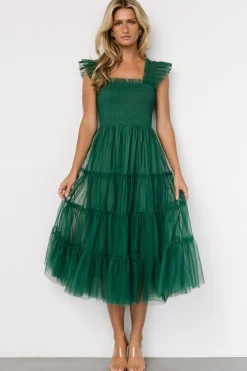 Emma Smocked Tulle Dress | Emerald