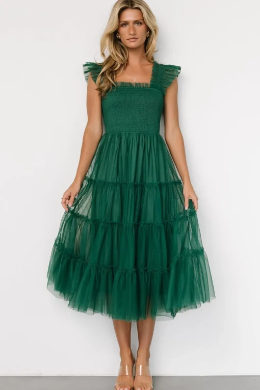 Emma Smocked Tulle Dress | Emerald