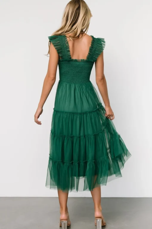 Emma Smocked Tulle Dress | Emerald