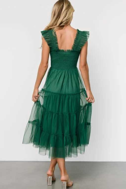 Emma Smocked Tulle Dress | Emerald