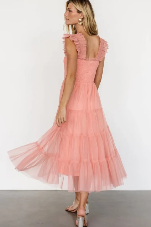 Emma Smocked Tulle Dress | Coral