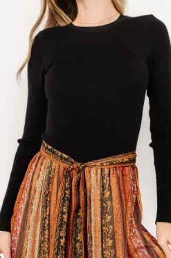 Emryn Sweater Dress | Black + Multi Print