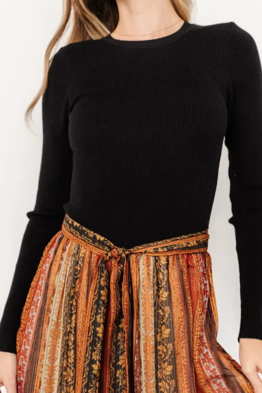 Emryn Sweater Dress | Black + Multi Print