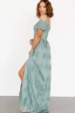 Esperanza Tulle Embroidered Maxi Dress | Sage