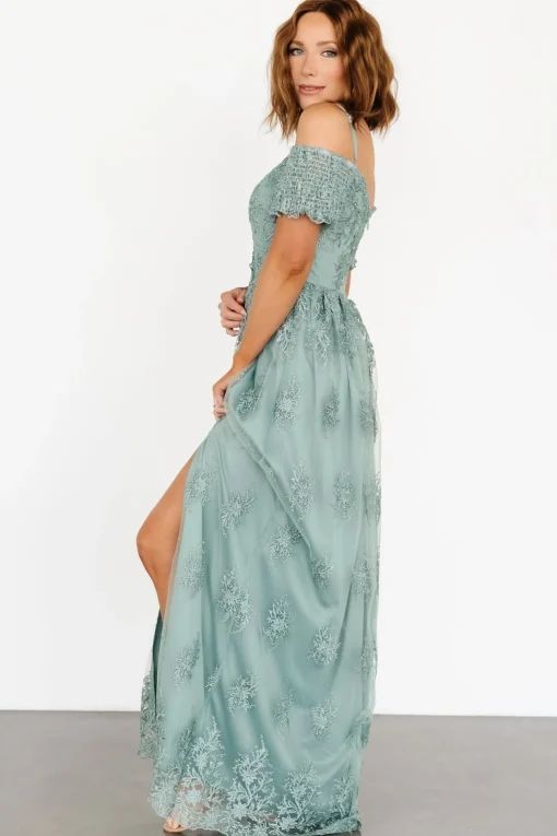 Esperanza Tulle Embroidered Maxi Dress | Sage