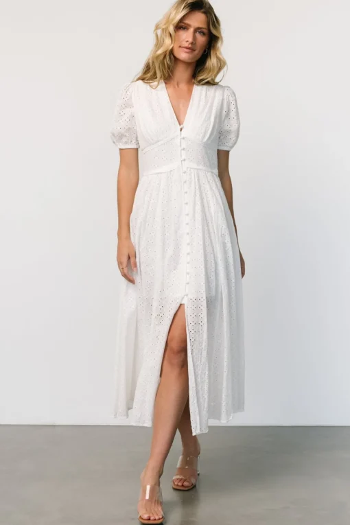 Esther Eyelet Midi Dress | Off White