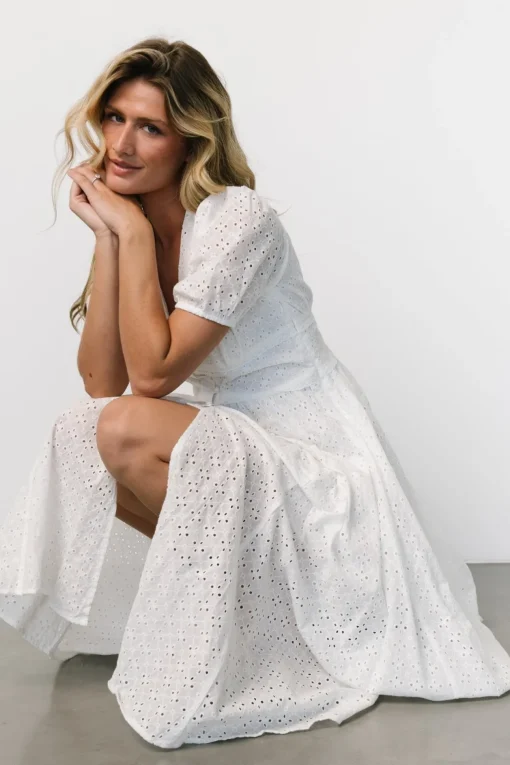 Esther Eyelet Midi Dress | Off White