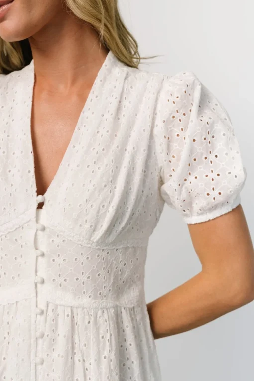 Esther Eyelet Midi Dress | Off White