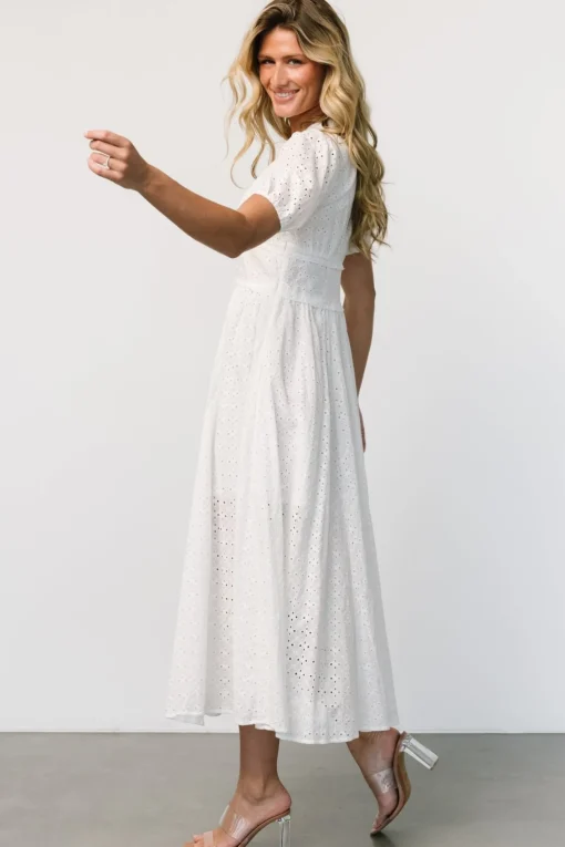 Esther Eyelet Midi Dress | Off White