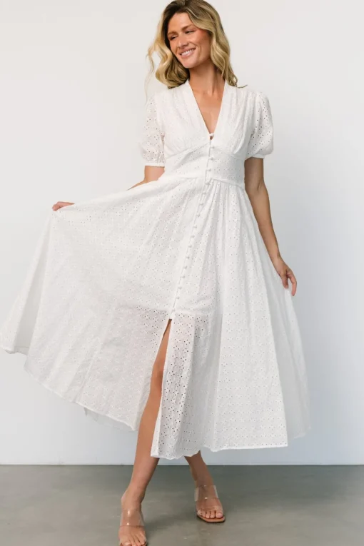 Esther Eyelet Midi Dress | Off White
