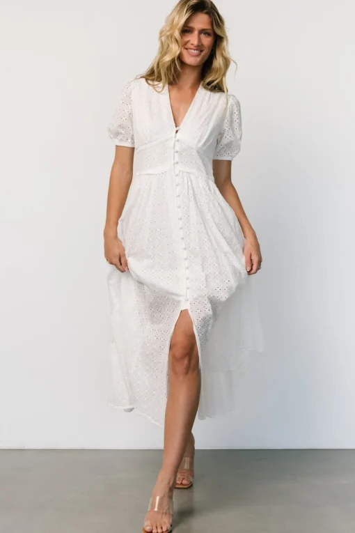 Esther Eyelet Midi Dress | Off White