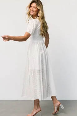 Esther Eyelet Midi Dress | Off White