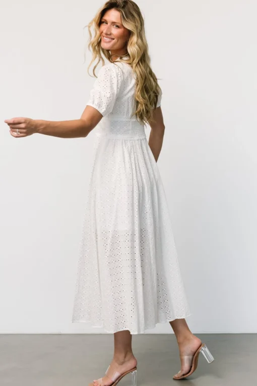 Esther Eyelet Midi Dress | Off White