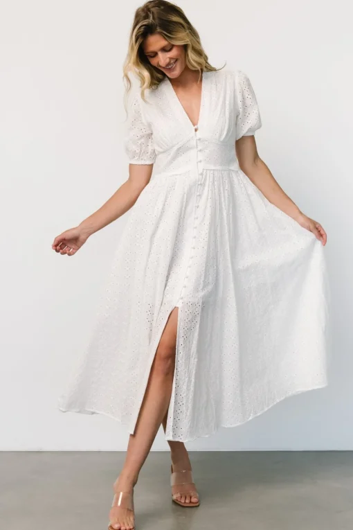 Esther Eyelet Midi Dress | Off White