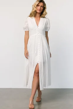 Esther Eyelet Midi Dress | Off White