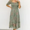 Fabian Jacquard Midi Dress | Eucalyptus + Pink