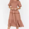 Finley Smocked Midi Dress | Light Copper
