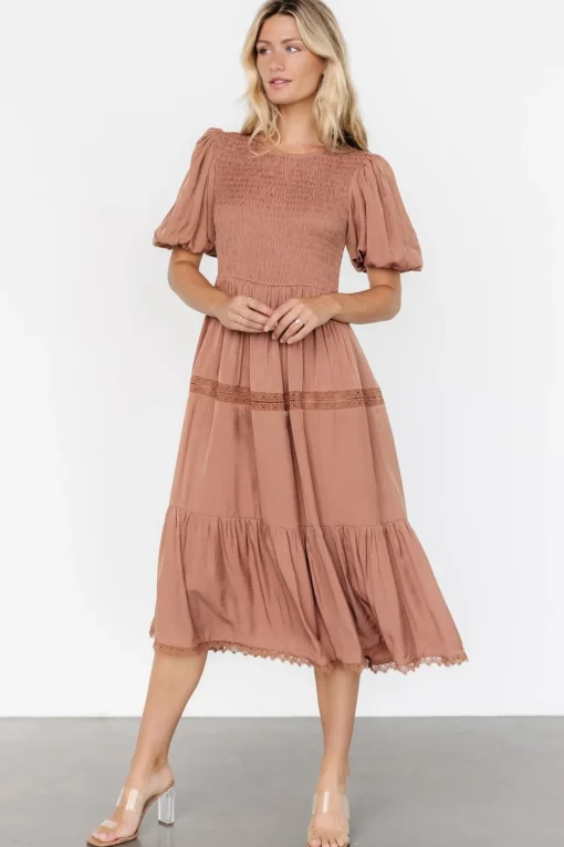 Finley Smocked Midi Dress | Light Copper