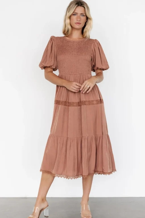 Finley Smocked Midi Dress | Light Copper