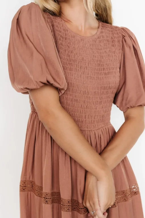 Finley Smocked Midi Dress | Light Copper