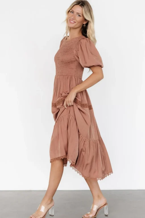 Finley Smocked Midi Dress | Light Copper