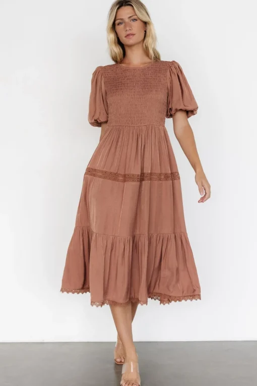 Finley Smocked Midi Dress | Light Copper